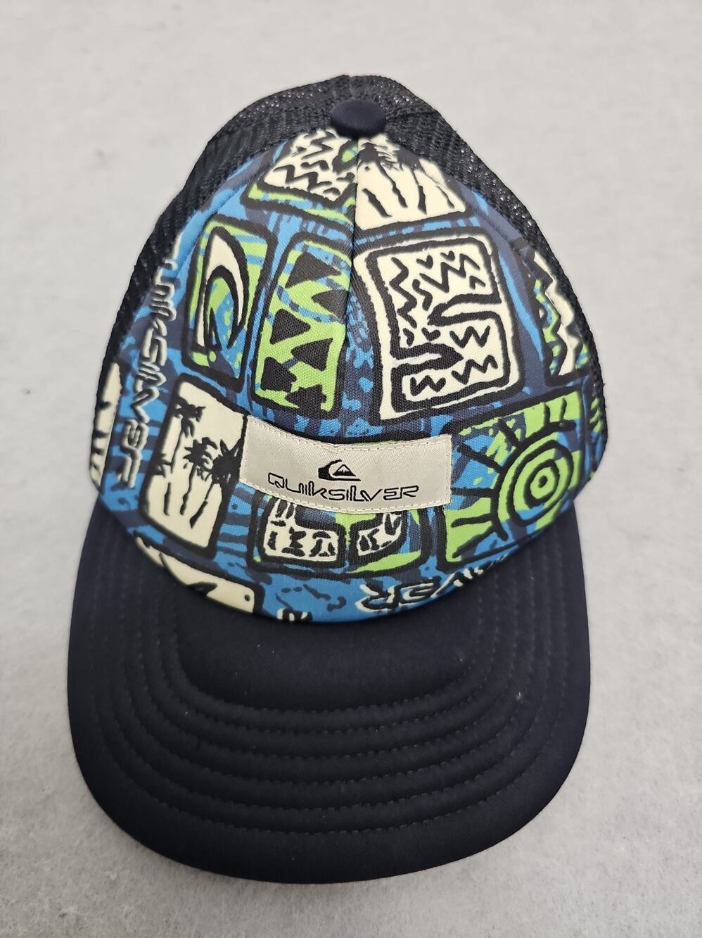 Quiksilver Abstract Tribal Geometric Graphic Print Trucker Hat Mens Hat Blue